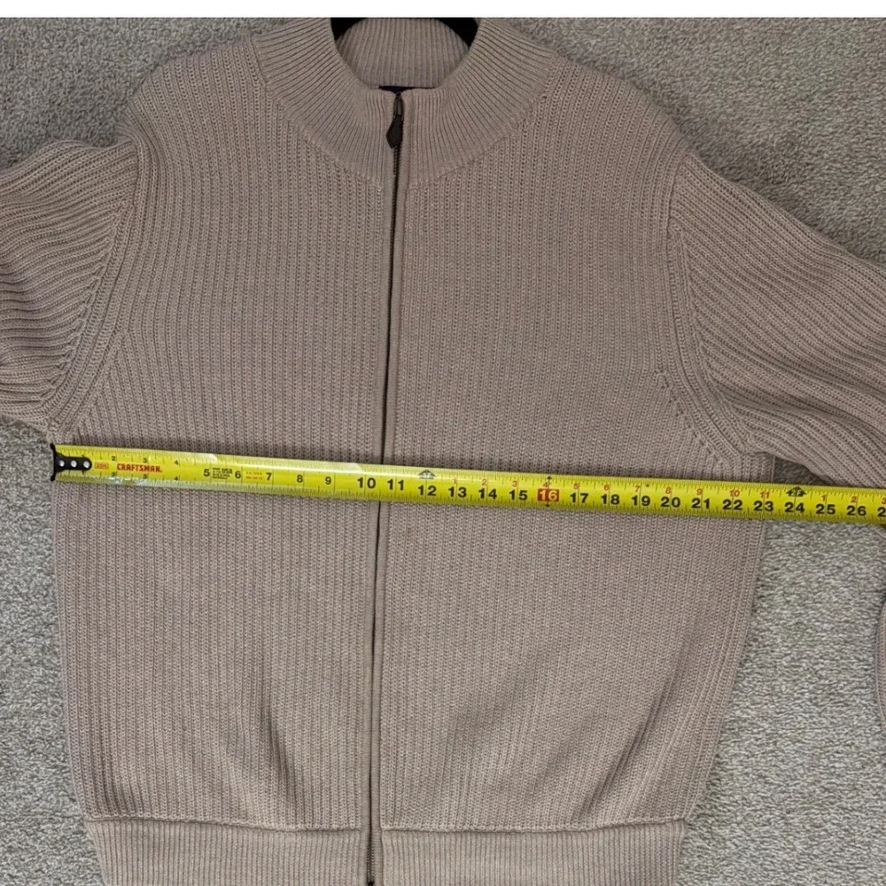 Brooks Brothers Mens Supima Cotton Full Zip Ribbed Cardigan Sweater‎ Beige L